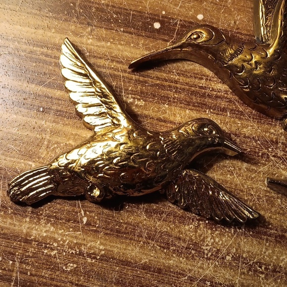 Vintage Home Interiors Homco gold wall deco Hummingbirds - Picture 2 of 5
